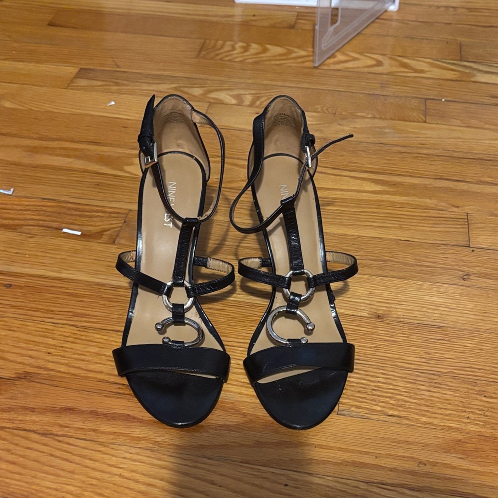 Nine West Black Strappy Heels